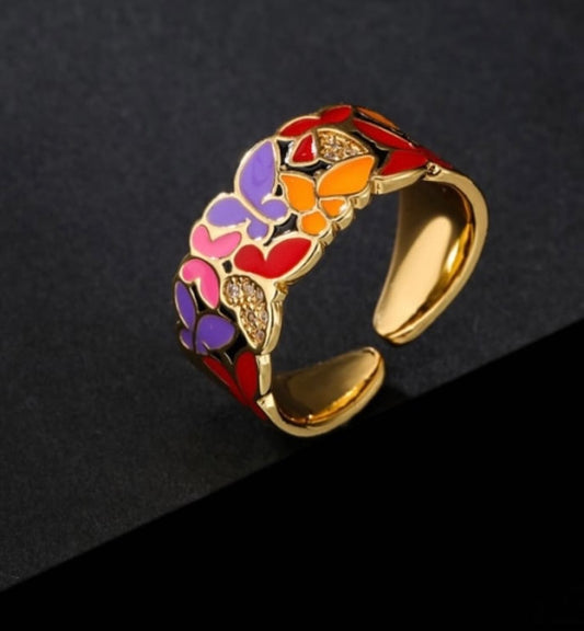 MULTICOLORED BUTTERFLY RING